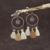 Exaggerated retro wooden earrings