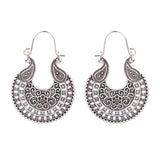 Retro geometric hollow flower alloy earrings