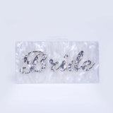 Women's new fashion hundred tower white pearlescent letter sequined acrylic clutch bag diagonal span banquet exquisite dress bag
