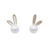 Lovely rabbit pearl earrings