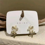S925 silver needle opal flower earrings