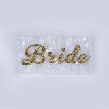 Women's new fashion hundred tower white pearlescent letter sequined acrylic clutch bag diagonal span banquet exquisite dress bag