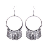 National retro silver Bohemian turquoise tassel earrings
