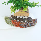 Drop-shaped tassel turquoise feather flower earrings