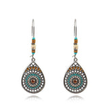 Alloy earrings openwork leaf turquoise earrings