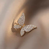 Full rhinestone butterfly ear clip simple retro earrings