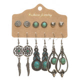 Retro geometric alloy tassel earrings