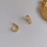 Genuine gold plated S925 silver needle geometric circular micro-embedded earrings