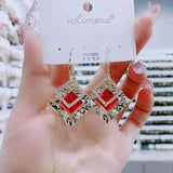 Geometric crystal opal earrings