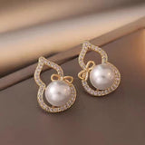 S925 silver needle fashion pearl gourd simple earrings