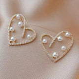 S925 silver needle pearl love sweet earrings