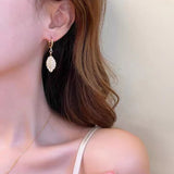 S925 silver needle leaf earrings
