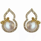 S925 silver needle fashion pearl gourd simple earrings