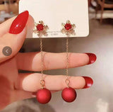 Red festive earrings