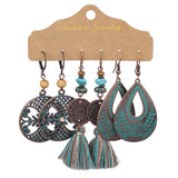 Tassel round hollow leaf earrings