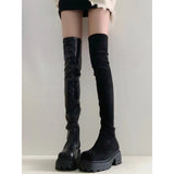 2025  Elastic and thin, thin over-the-knee boots for women, new thick heel thick-soled high knight boots for autumn and winter, female patent leather