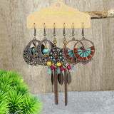 Fashion alloy leaves rhinestone wings tassels dripping oil feather earrings
