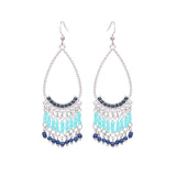 Long bead tassel drop earrings