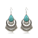 Alloy geometric bead turquoise earrings