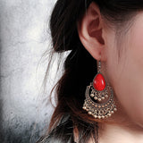Alloy geometric bead turquoise earrings