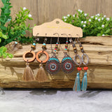 Geometric tassel flower shell earrings