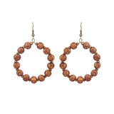 Fashion retro wooden beads hand-woven geometric hollow tassel earrings