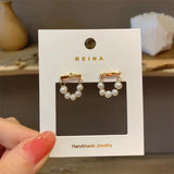 S925 silver needle slotted pearl fashion earrings