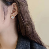 S925 silver needle spiral fashion diamond-encrusted pearl earrings