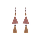 Female retro drop national wooden earrings