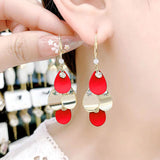 Red festive earrings