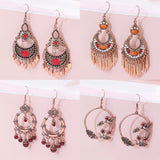 Bohemian French Vintage Stone Red Earrings