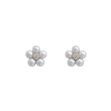 S925 Silver Needle Versatile Pearl Flower Earrings