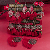 fringed bridal long geometric earrings