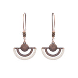 Leaf hoop metallic leather fringed earrings