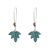 Alloy earrings openwork leaf turquoise earrings
