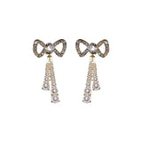 S925 silver pearl bow earrings