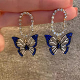 S925 Silver Needle Klein Blue Butterfly Earrings