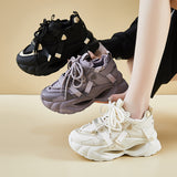 ins Korean version of the new dad shoes girl  spring student sports running casual thick sole height increase FB7703-2
