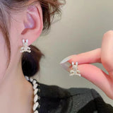 Black and white small exquisite lovely rabbit earrings