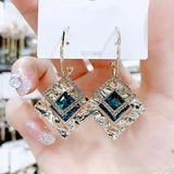 Geometric crystal opal earrings