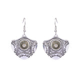 National retro silver Bohemian turquoise tassel earrings