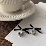 S925 Silver Needle Bow Rhinestone Earrings