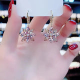 Crystal Petal Blue Ice Flower Earrings