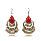 Alloy geometric bead turquoise earrings