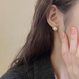 S925 silver needle spiral fashion diamond-encrusted pearl earrings