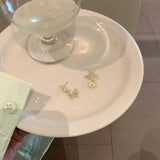 Butterfly flower asymmetric daisy S925 silver needle earrings