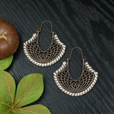 Ethnic fringed shell long earrings