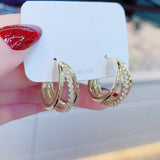S925 silver needle fashionable metal C-shaped earrings