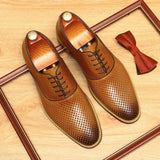 2025 Business casual shoes men's cowhide hollow breathable leather shoes simple men's British breathable soft surface soft sole men's shoes export