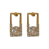 S925 Silver Needle Geometric Square Zircon Earrings